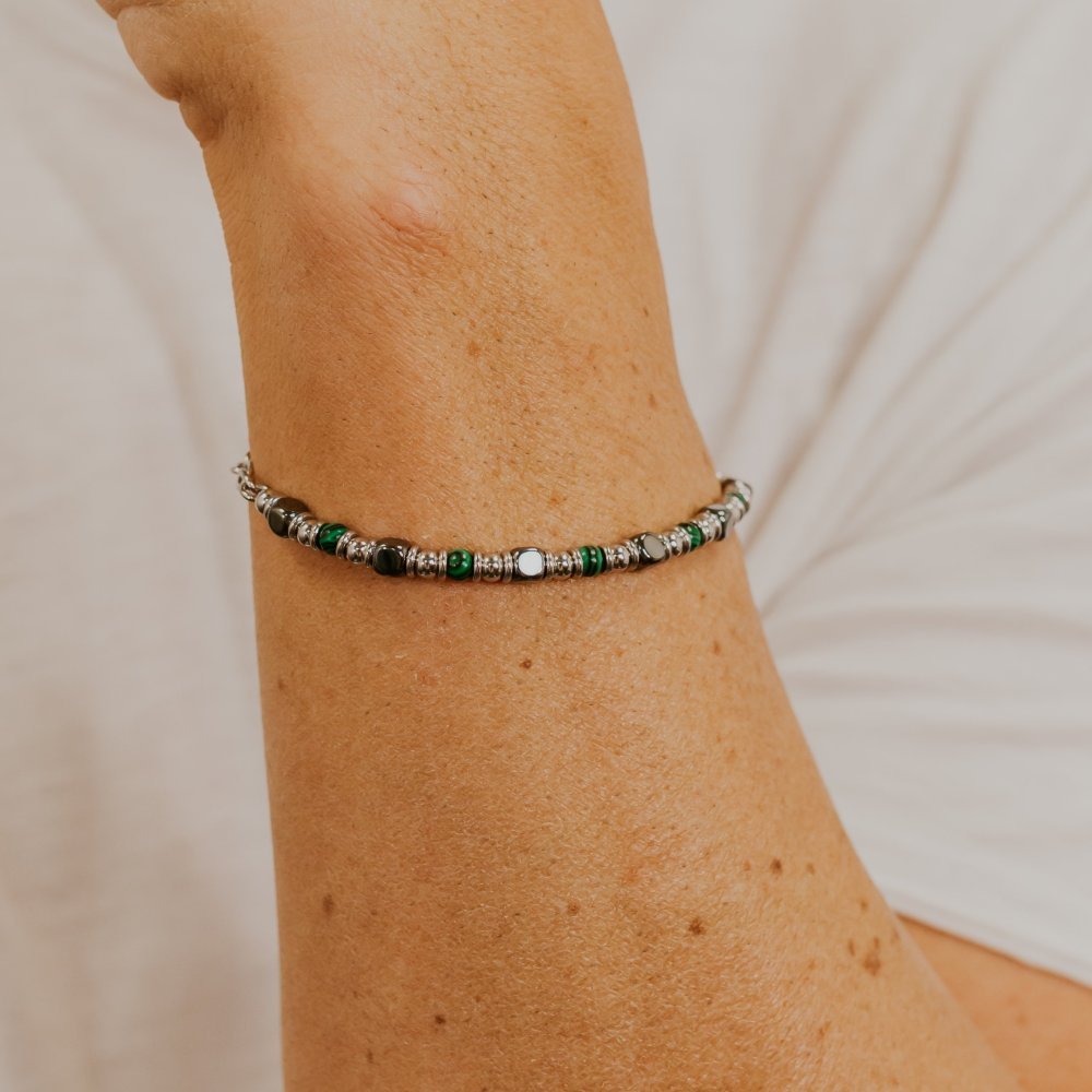 Comete Gioielli - Bracciale Acciaio - Malachite