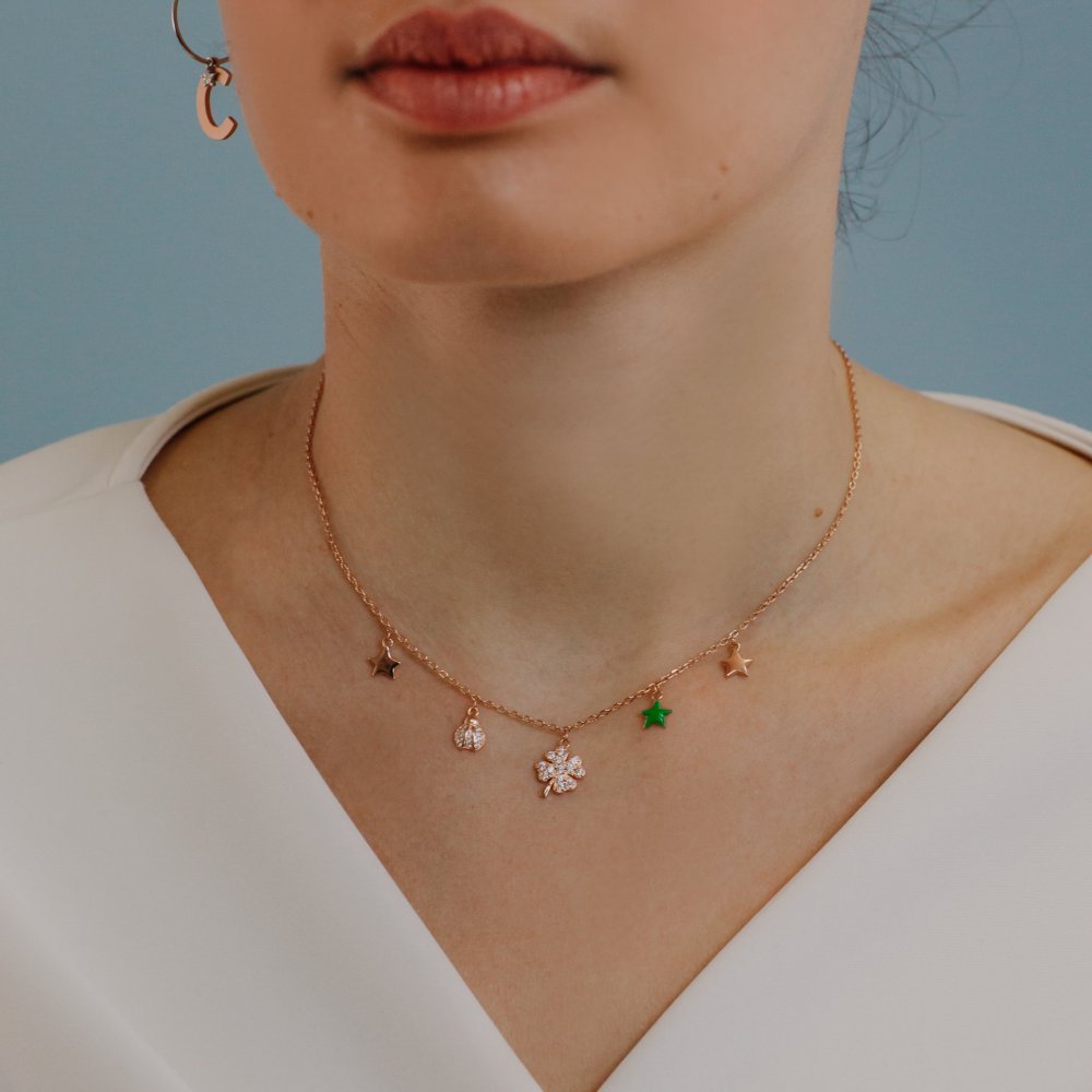 Comete Gioielli - Girocollo Quadrifoglio - Argento - Zirconi