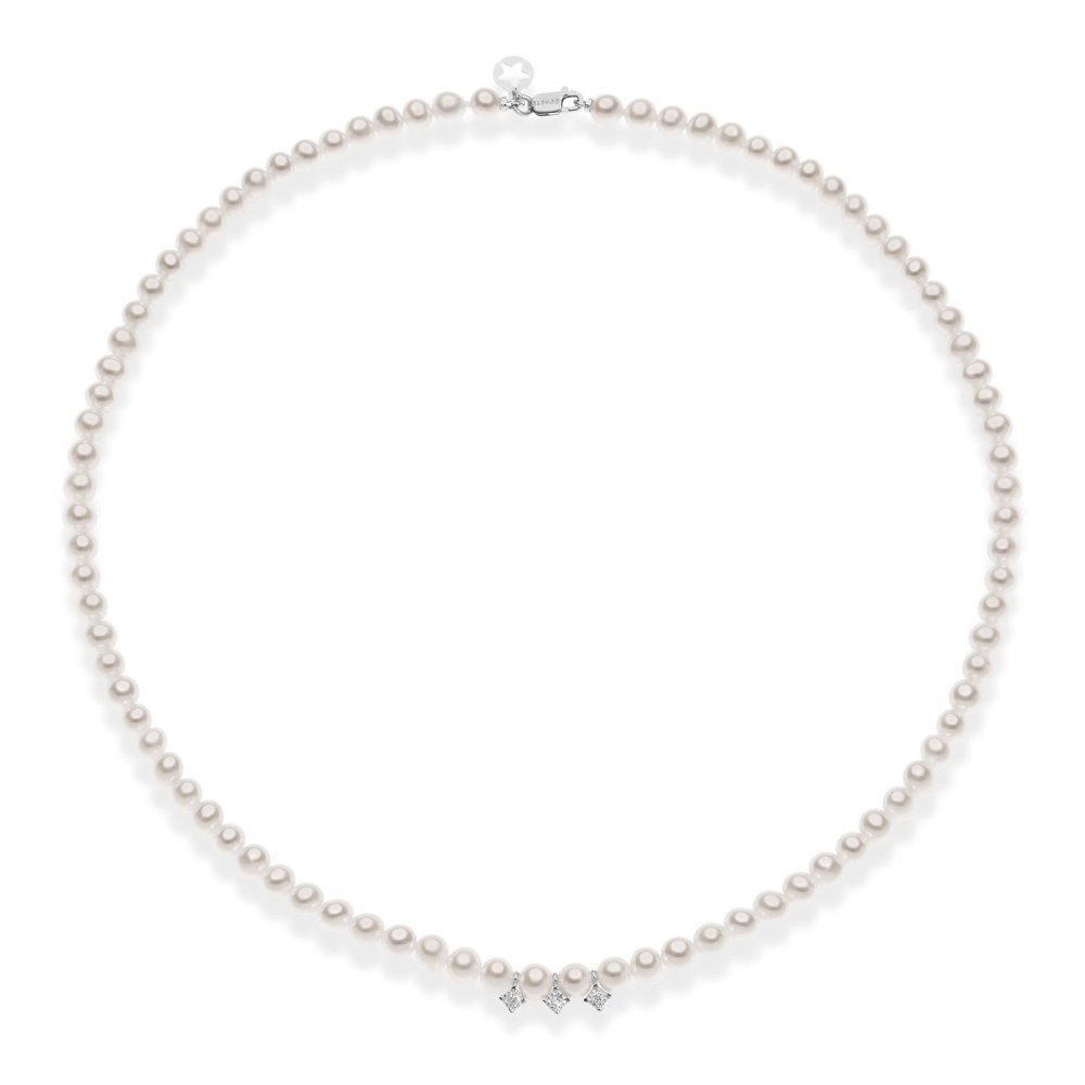 Comete Gioielli - Collana Filo Perle - Oro E Diamanti