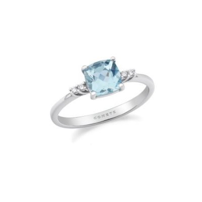 Comete Gioielli - Anello Oro 750‰ - Diamanti E Acquamarina
