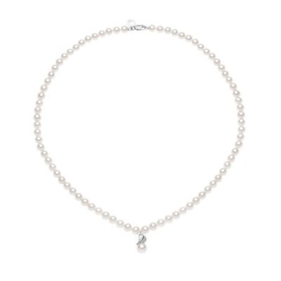 Comete Gioielli - Collana Filo Perle - Oro Bianco - Diamanti