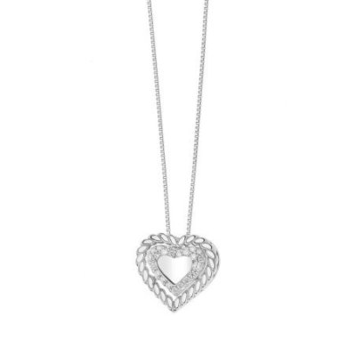 Comete Gioielli - Collana Cuore Doppio - Oro Bianco - Diamanti