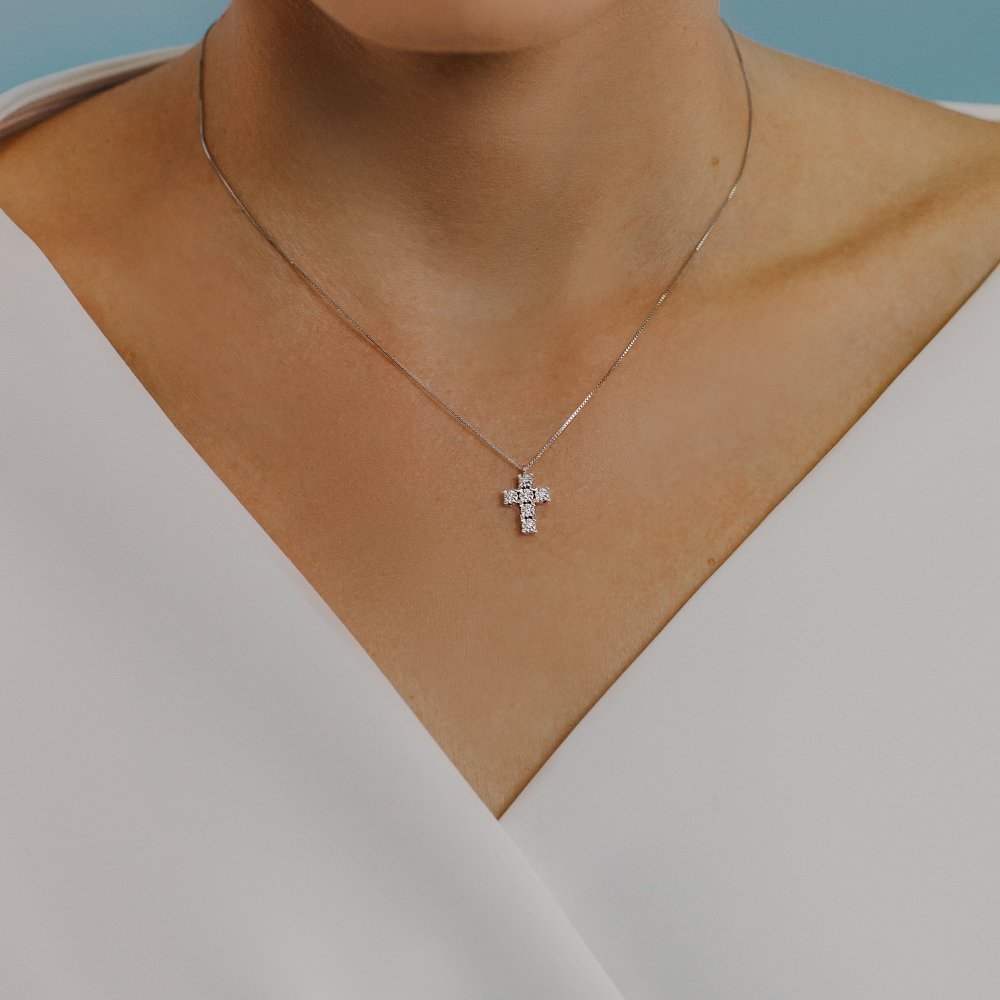 Comete Gioielli - Collana Croce - Oro - Diamanti