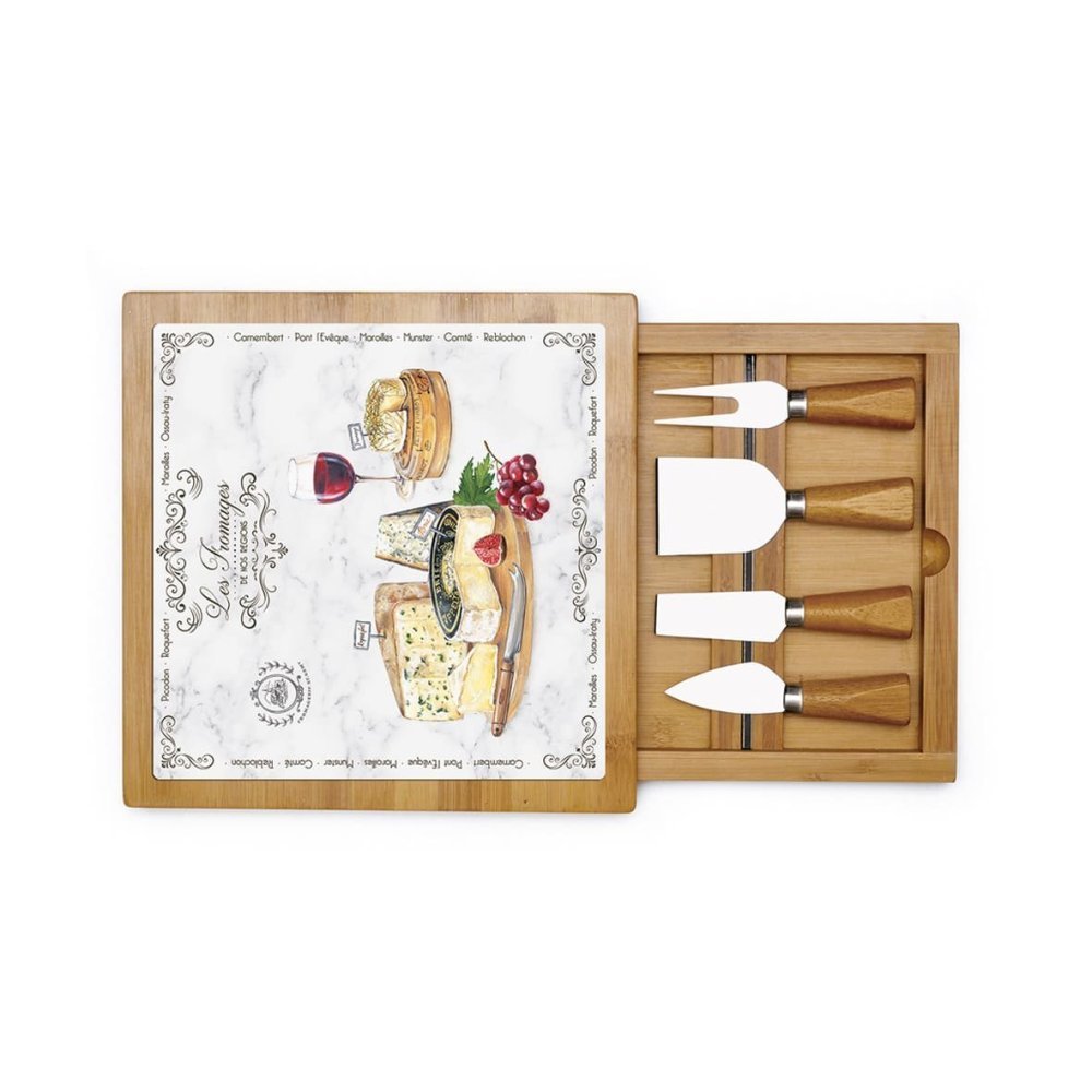 Easy Life - Tagliere Formaggio - Vetro E Bamboo