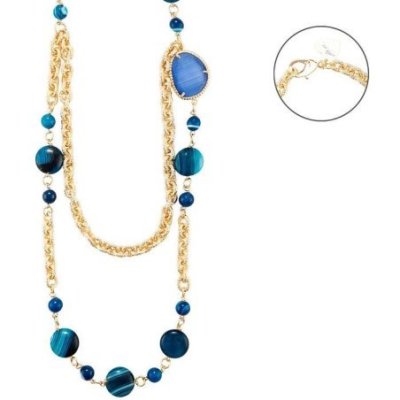 4Us Cesare Paciotti - Collana Agata Blu - Multifilo - Donna
