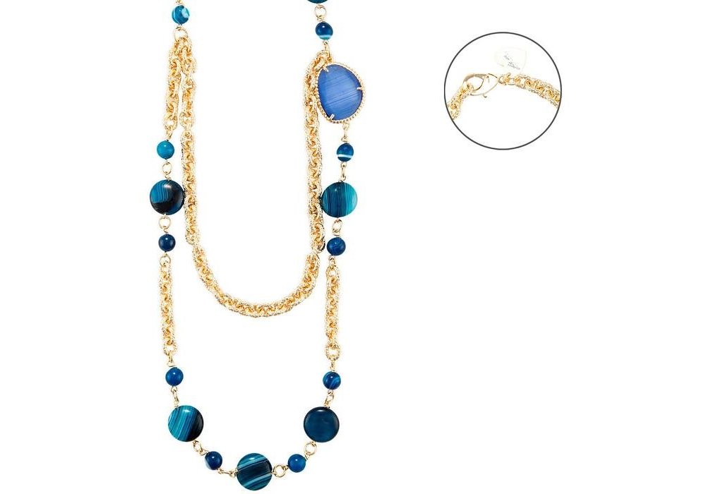 4Us Cesare Paciotti - Collana Agata Blu - Multifilo - Donna