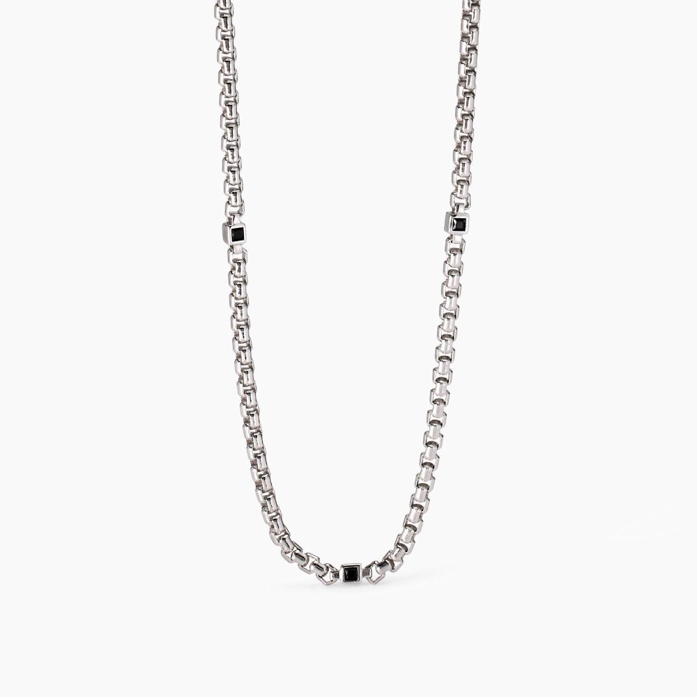 Mabina - Collana Uomo - Zirconi Neri - Argento