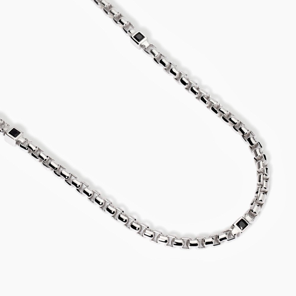 Mabina - Collana Uomo - Zirconi Neri - Argento