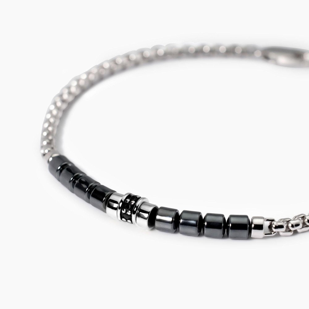 Mabina - Bracciale Uomo - Ematite Grigia - Argento