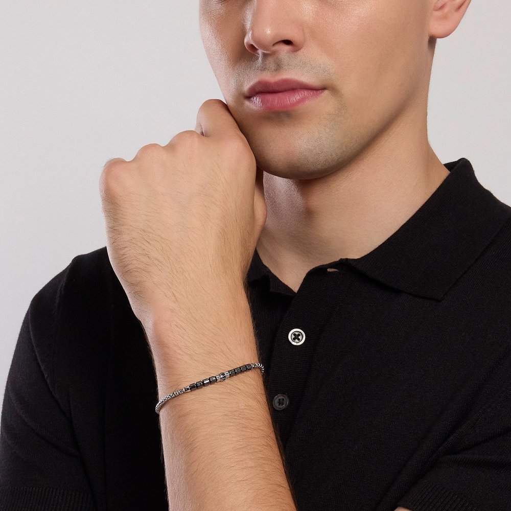 Mabina - Bracciale Uomo - Ematite Grigia - Argento