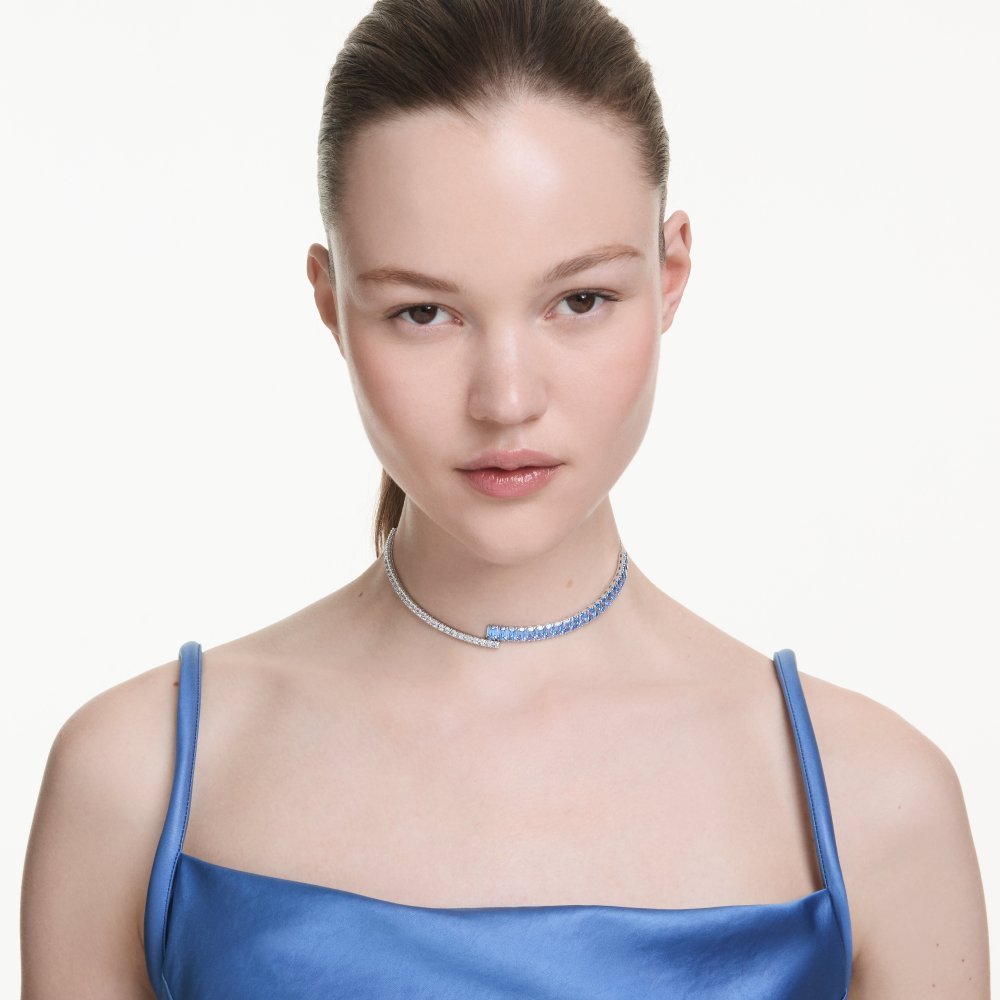 Swarovski - Girocollo Matrix - Placcato Rodio - Blu