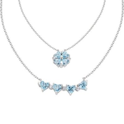 Amen - Collana Quadricuore - Argento 925 - Zirconi
