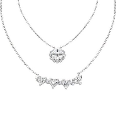 Amen - Collana Quadricuore - Argento - Zirconi