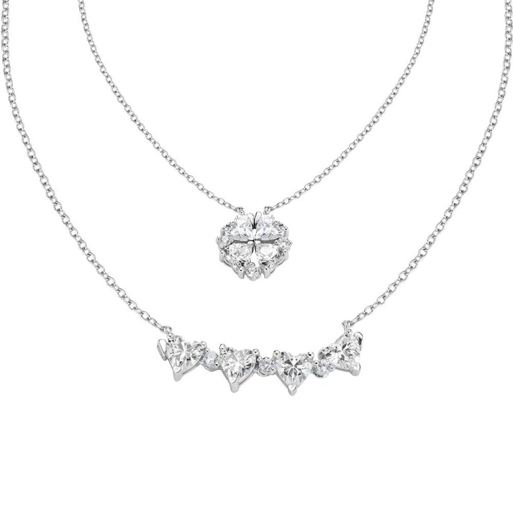 Amen - Collana Quadricuore - Argento - Zirconi