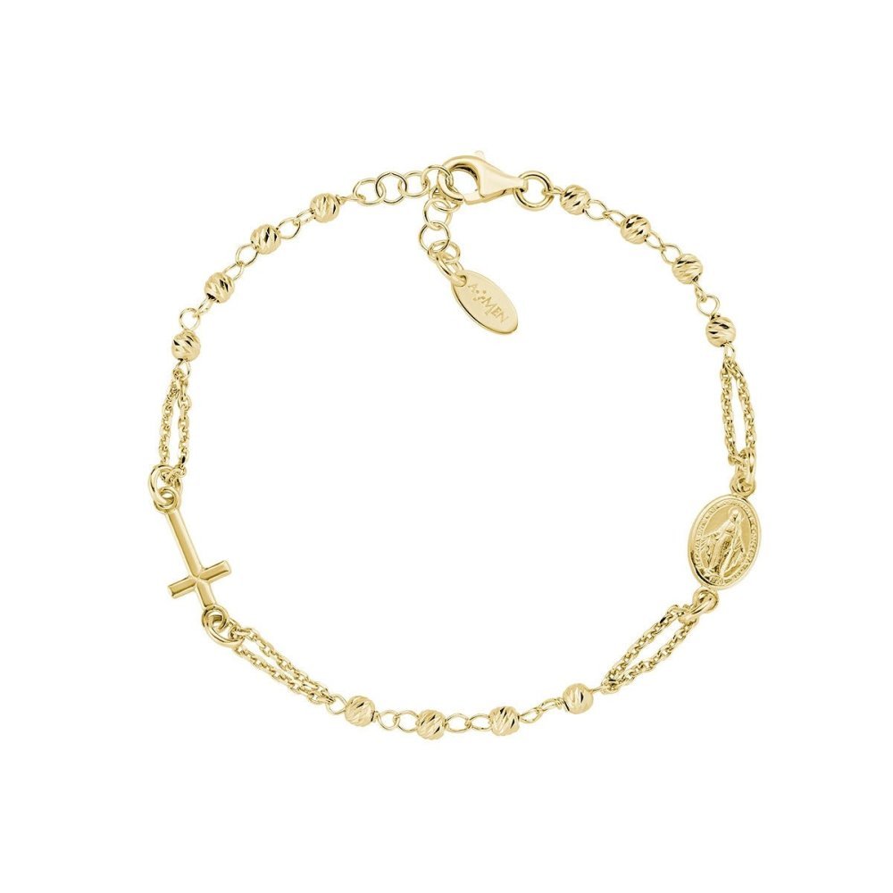 Amen - Bracciale Rosario - Argento Dorato - Grani 3Mm