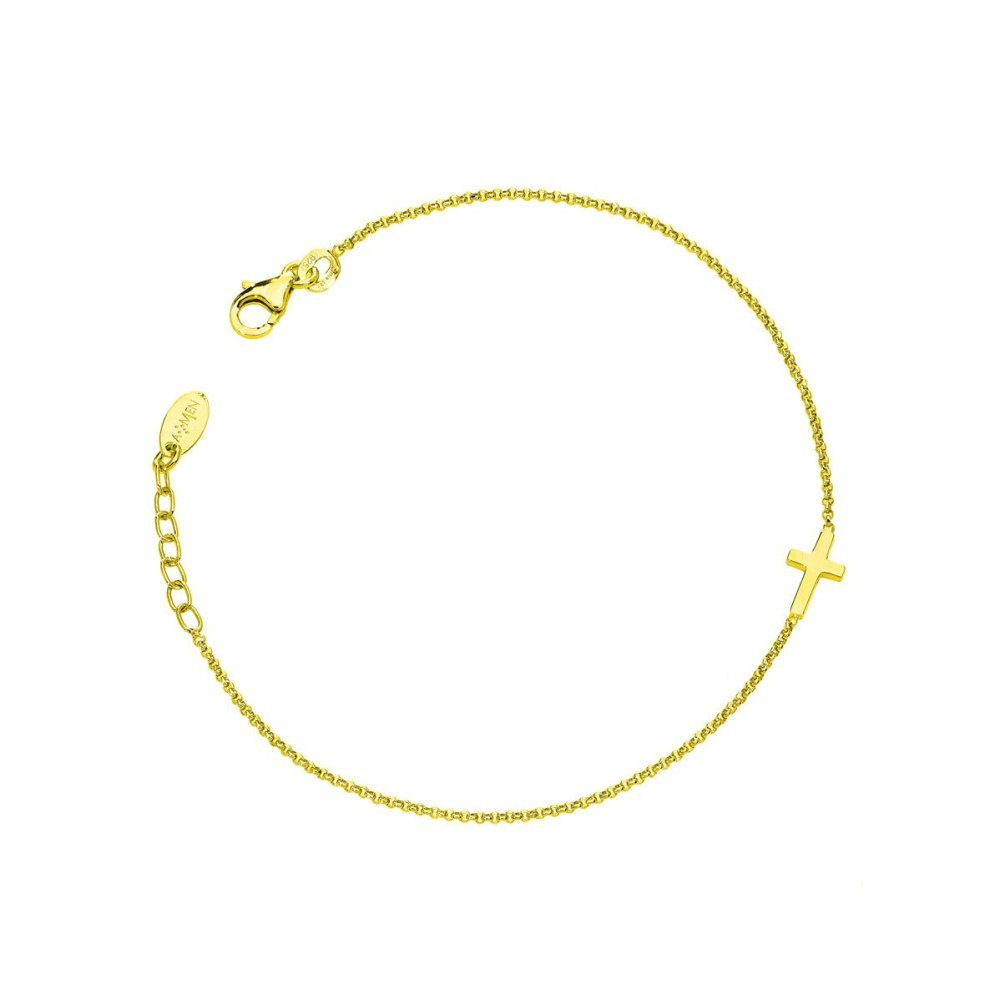 Amen - Bracciale Dorato - Croce - Argento 925
