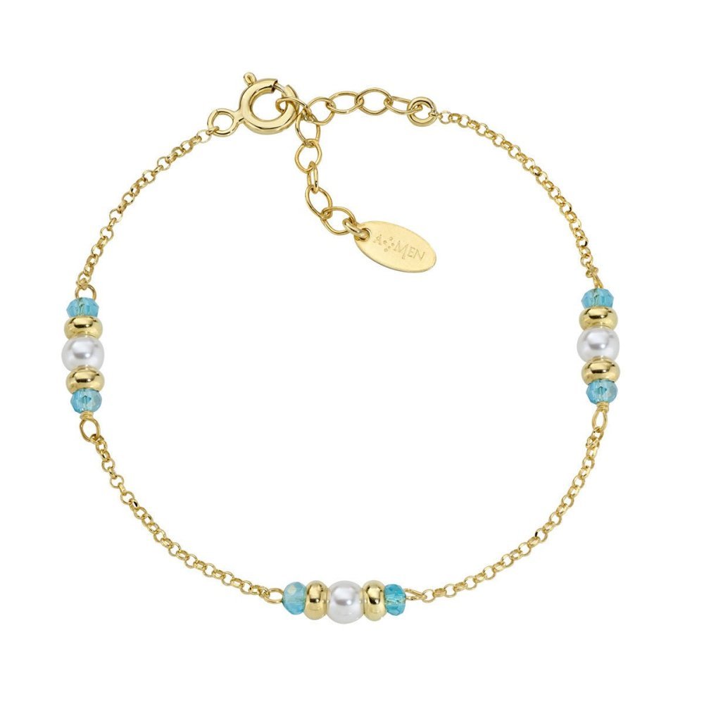Amen - Bracciale Rainbow - Cristalli Azzurri - Perle