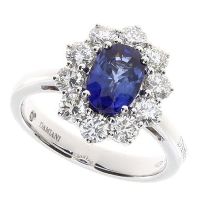 Damiani - Anello Oro Bianco - Diamante/Zaffiro
