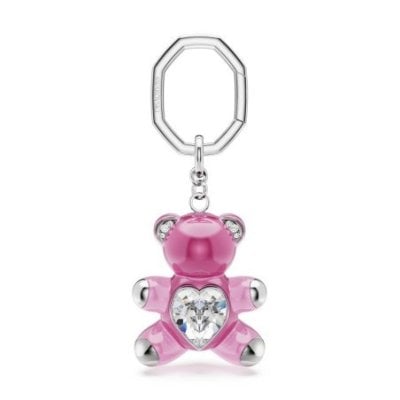 Swarovski - Portachiavi Teddy - Resina Rosa - Cristallo