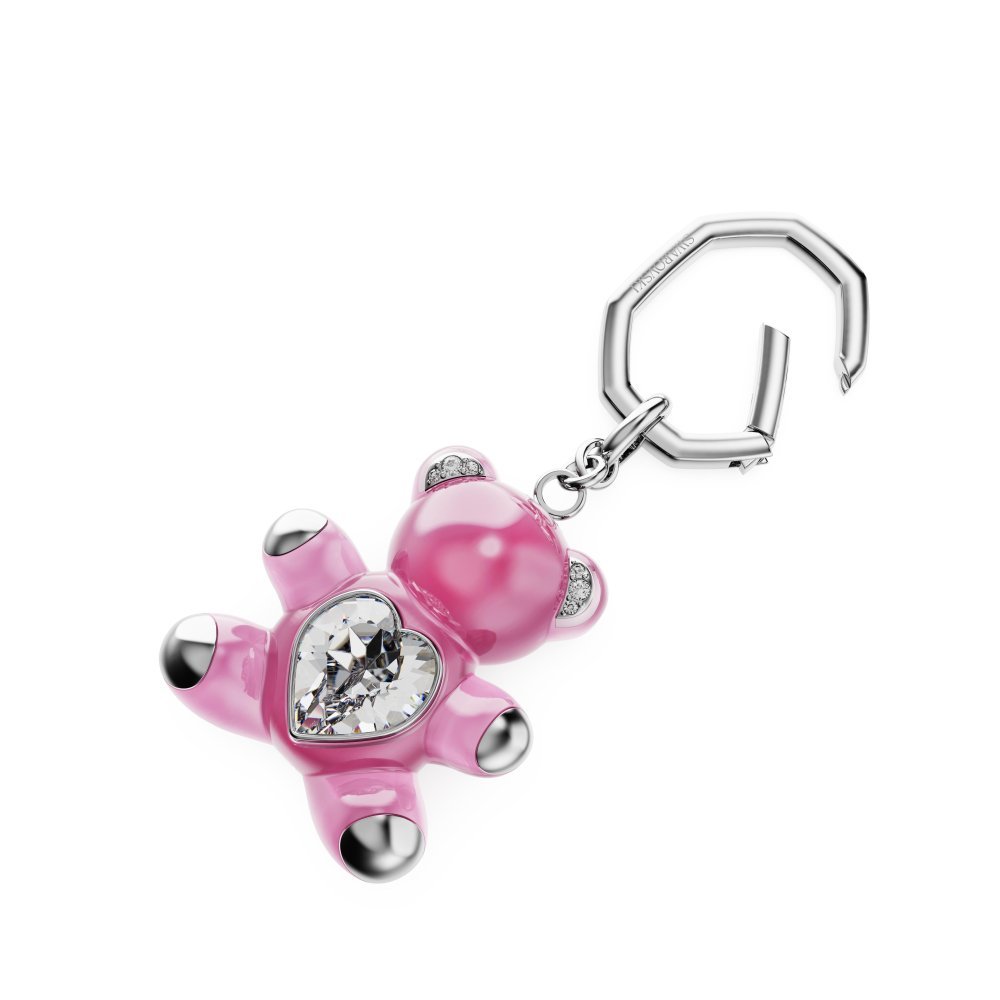 Swarovski - Portachiavi Teddy - Resina Rosa - Cristallo