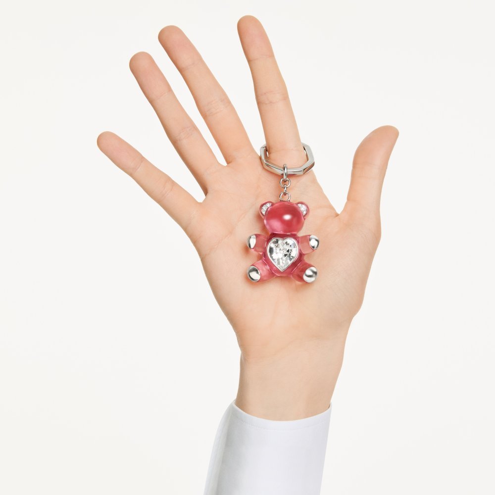 Swarovski - Portachiavi Teddy - Resina Rosa - Cristallo