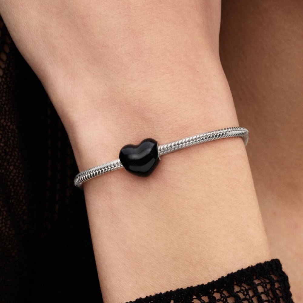 Charm Cuore Metallico Nero