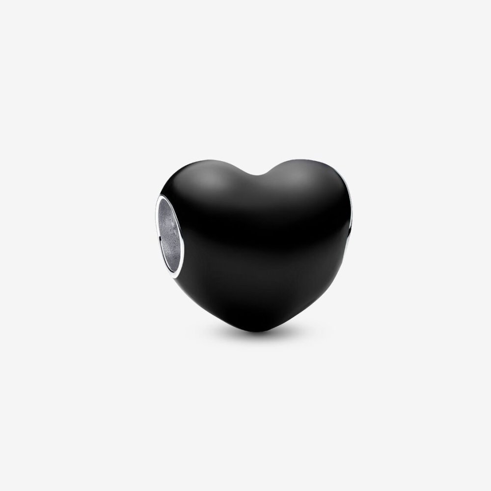 Charm Cuore Metallico Nero