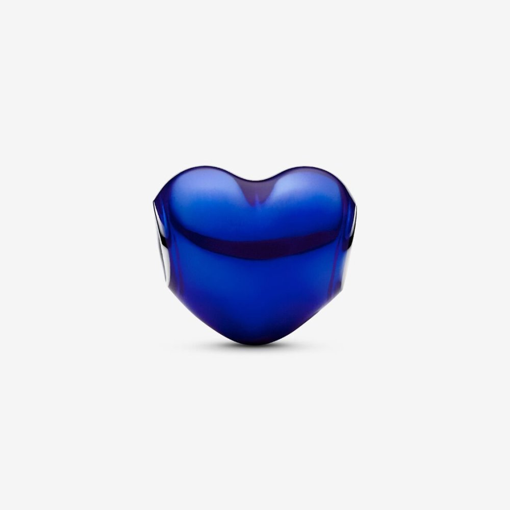 Charm Cuore Metallico Blu