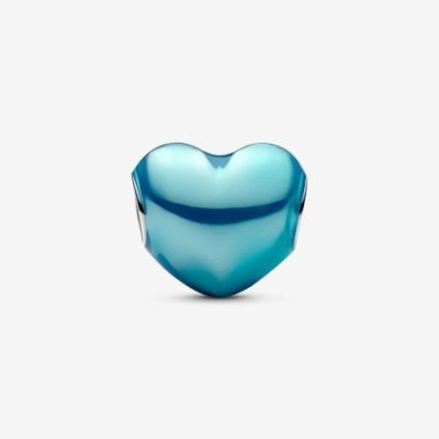 Charm Cuore Metallico Azzurro