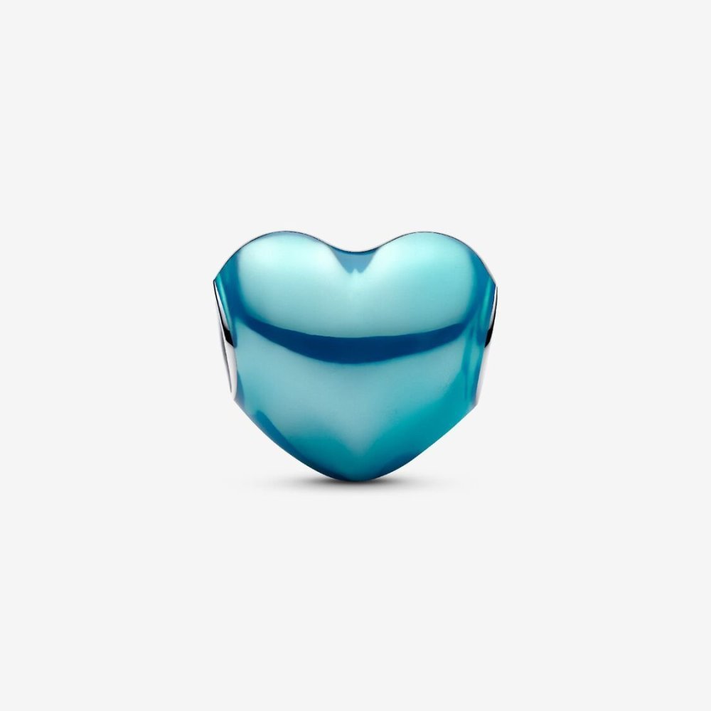 Charm Cuore Metallico Azzurro