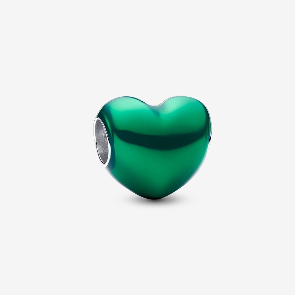 Charm Cuore Metallico Verde