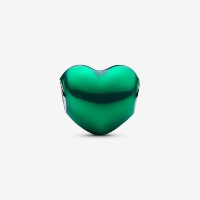 Charm Cuore Metallico Verde