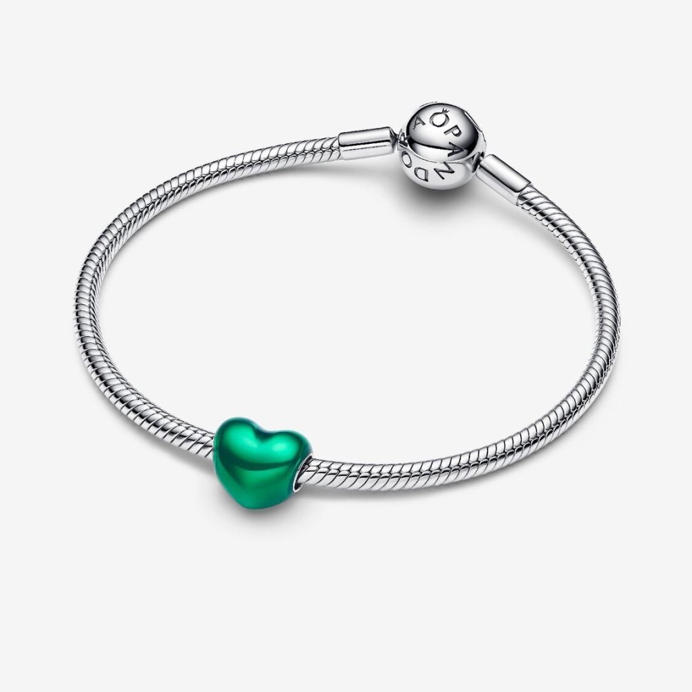 Charm Cuore Metallico Verde