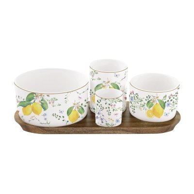 Easy Life - Set Aperitivo Fleurs Et Citrons - Porcellana - Acacia
