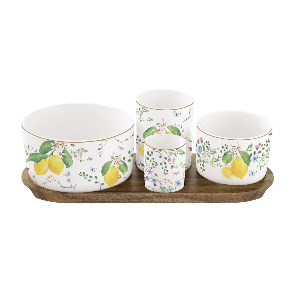 Easy Life - Set Aperitivo Fleurs Et Citrons - Porcellana - Acacia
