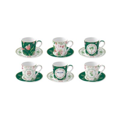 Easy Life - Set Tazze Botanic Chic - Porcellana - 100 Ml