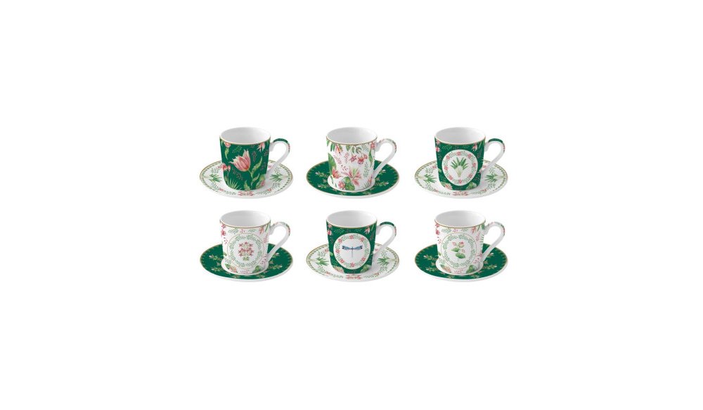 Easy Life - Set Tazze Botanic Chic - 100 Ml - Porcellana
