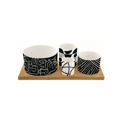 Easy Life - Set Aperitivo Graffiti - Porcellana - Legno