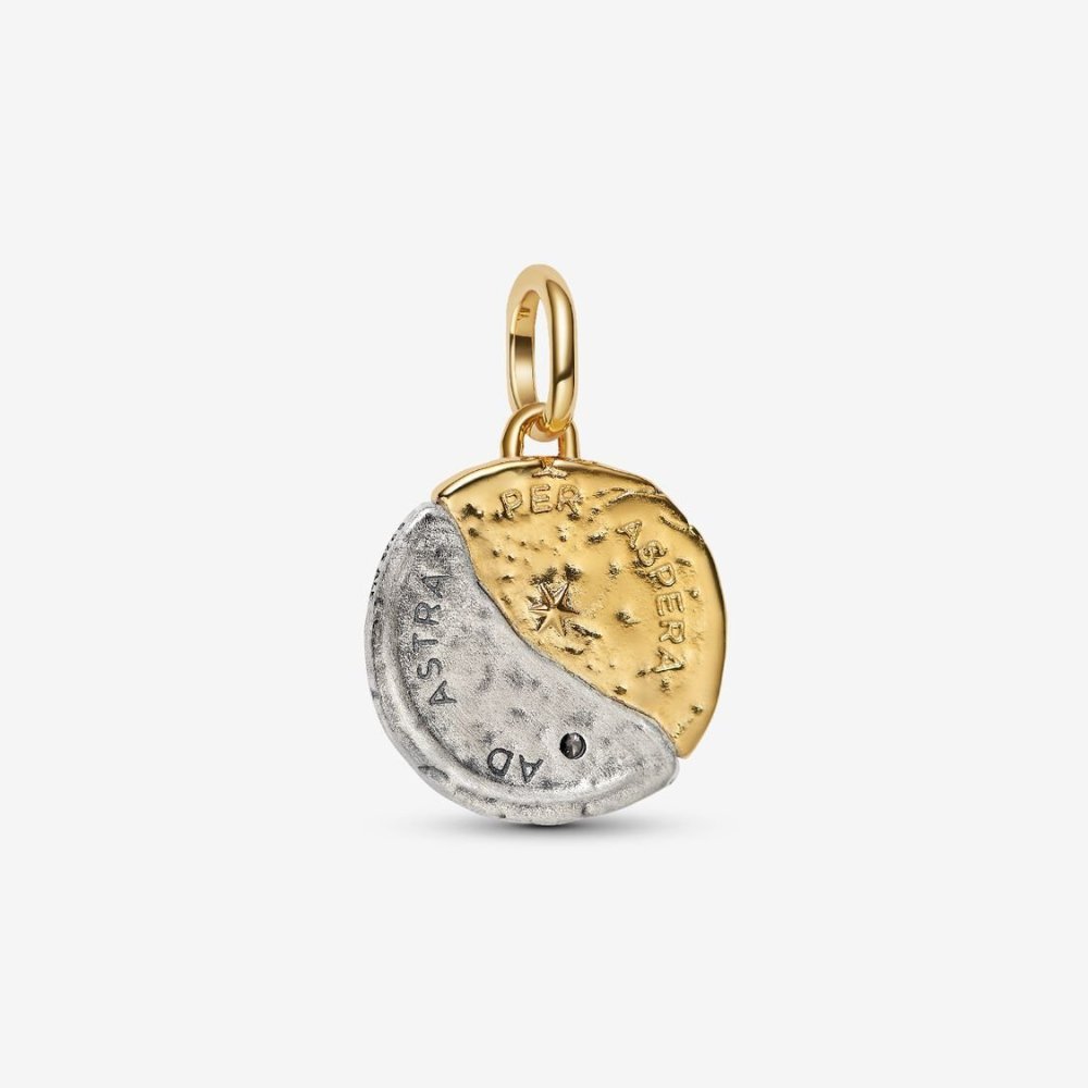 Charm Medallion Sole e Luna "Ad Astra Per Aspera"