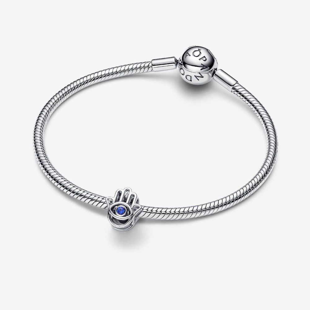 Charm Openwork Mano di Fatima Pietra Blu