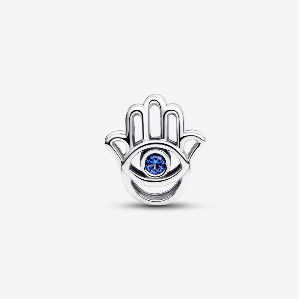 Charm Openwork Mano di Fatima Pietra Blu