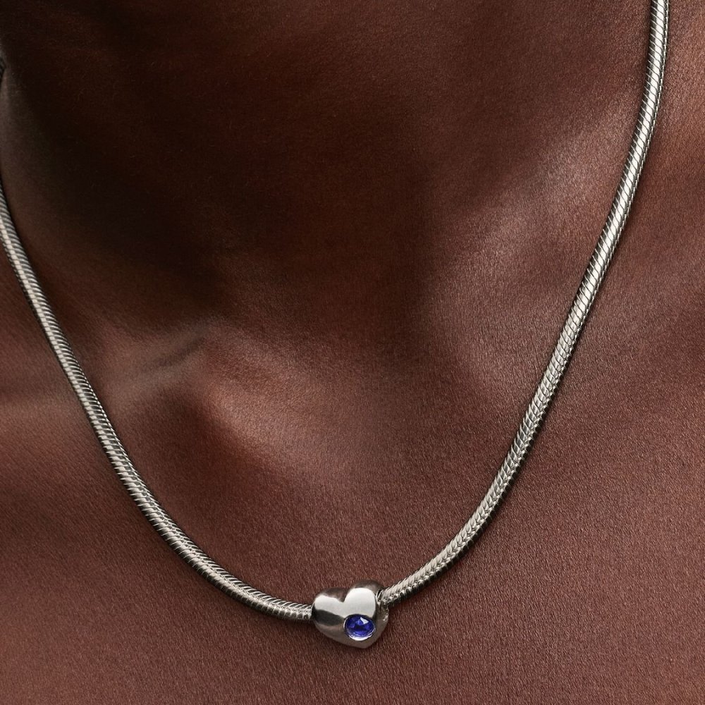 Charm Cuore con Pietra Blu Settembre da Incidere
