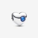 Charm Cuore con Pietra Blu Settembre da Incidere