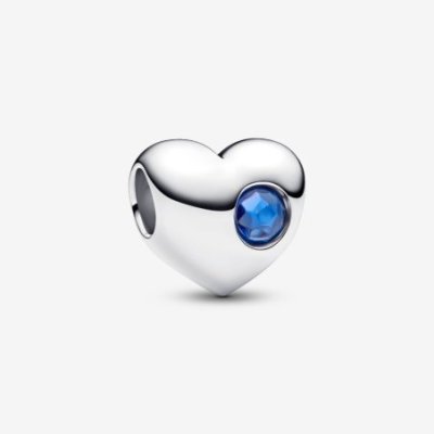 Charm Cuore con Pietra Blu Settembre da Incidere