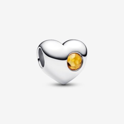 Charm Cuore con Pietra Miele Novembre da incidere