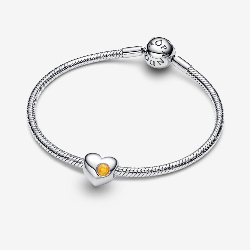 Charm Cuore con Pietra Miele Novembre da incidere