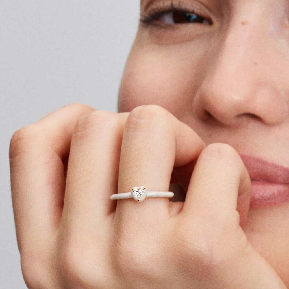Anello White Chakra Heart Pandora ME Placcatura in Oro 14k - Pandora
