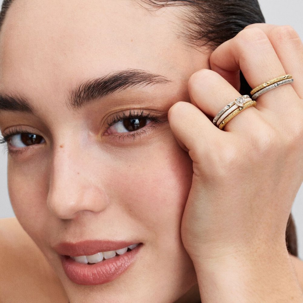 Anello White Chakra Heart Pandora ME Placcatura in Oro 14k - Pandora