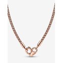 Collana Maglia Geometrica con Chiusura a Cuore Placcatura in Oro Rosa 14k - Pandora