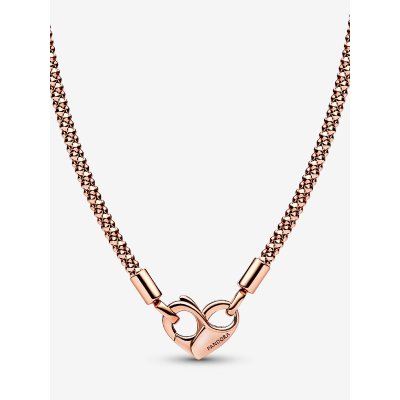 Collana Maglia Geometrica con Chiusura a Cuore Placcatura in Oro Rosa 14k - Pandora